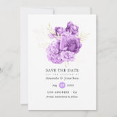 Lila Hochzeit und Hochzeit von Elfenbein Save The Date (Vorderseite)