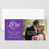 Lila Hochzeit Vielen Dank für Ihre Fotokartenvorla Dankeskarte (Vorne/Hinten)