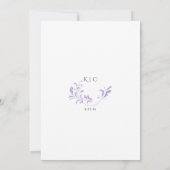 Lila Hochzeit Vintag elegant formell Einladung (Rückseite)