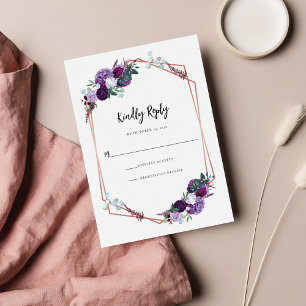 Lila Hochzeit von Aquarellblumen RSVP Karte