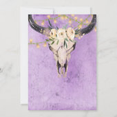 Lila Hochzeit von Boho Floral Skull und String Lig Einladung (Rückseite)