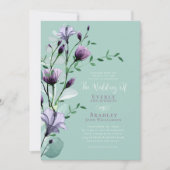 Lila Hochzeit von Flora-Boho QR-Code Einladung (Vorderseite)