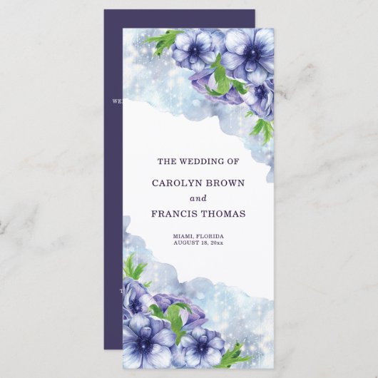 Lila Hochzeit von Floral Anemone Programm (Vorne/Hinten)