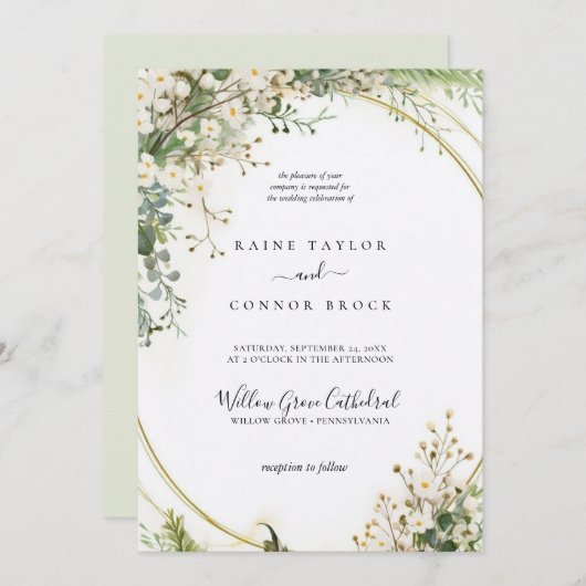 Lila Hochzeit von Florals Bridgerton Einladung (Vorne/Hinten)