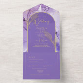 Lila Hochzeit von Rafting und Gold All In One Einladung (Innen Boden)