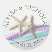 Lila Hochzeit von Starfish Ribbon und Spitzen Runder Aufkleber (Vorderseite)