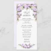 Lila Hochzeit von Wasserfarben Menükarte (Vorne/Hinten)