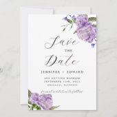 Lila Hochzeit von Wasserfarben Save The Date (Vorderseite)