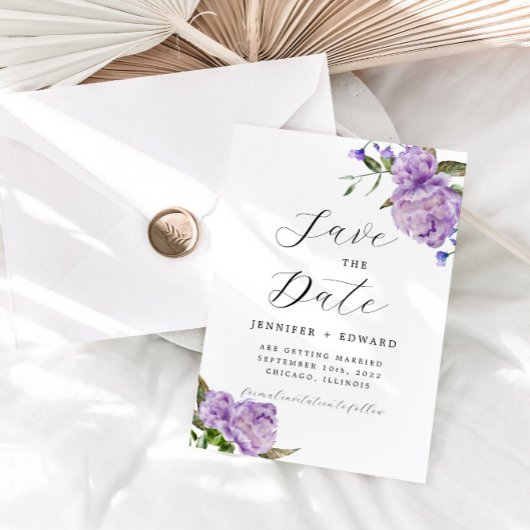 Lila Hochzeit von Wasserfarben Save The Date