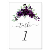 Lila Hochzeit von Wasserfarben Tischnummer (Vorderseite)