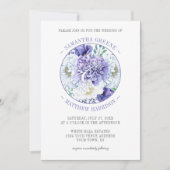 Lila Hochzeit von White Peonies Poppies Typografy Einladung (Vorderseite)