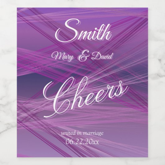 Lila Hochzeit Weinetikett (Einzelnes Label)