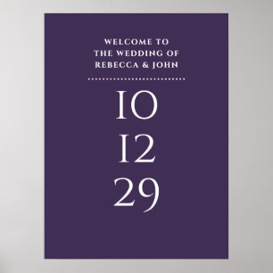 Lila Hochzeit Willkommensschild Spezielle Datum Poster
