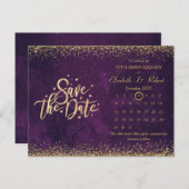 lila Hochzeit zum 50. Jubiläum Der Datumskalender Ankündigungspostkarte (Vorne/Hinten)