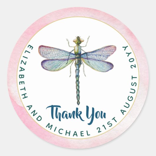 Lila Hochzeitbudget für Drachenfliege Runder Aufkleber (Vorderseite)