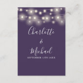 Lila Hochzeitdetails für String Lights Begleitkarte (Rückseite)