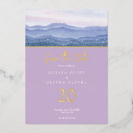 Lila Hochzeiten retten das Datum Folieneinladung