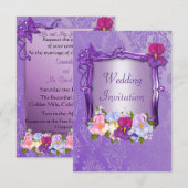Lila Hochzeits-Einladung Einladung (Vorne/Hinten)