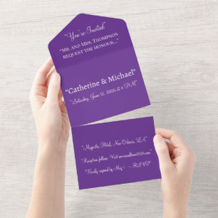 Lila Hochzeits-Einladung Elegantes Minimalistisc All In One Einladung