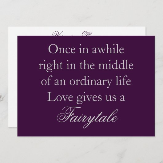 Lila Hochzeits-Einladungen mit Liebe-Zitat Einladung (Vorne/Hinten)