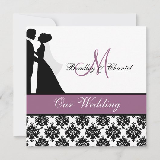 Lila Hochzeits-Paar-Hochzeits-Einladung Einladung (Vorderseite)