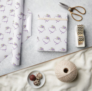 lila Hochzeitsbandherz Geschenkpapier
