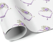 lila Hochzeitsbandherz Geschenkpapier (Rolleneckpunkt)