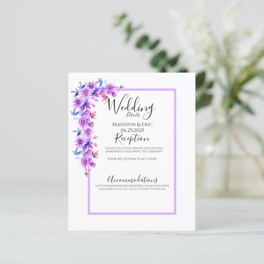 Lila Hochzeitsdetails für Wasserfarben (Stehend Vorderseite)