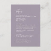 Lila Hochzeitsdetails: Moderner Chic Lavender Begleitkarte (Vorderseite)