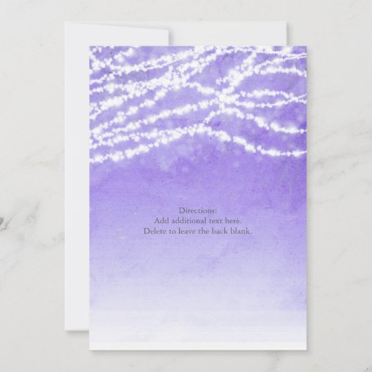 Lila Hochzeitseinladung durch rustikale String-Lig Einladung (Rückseite)