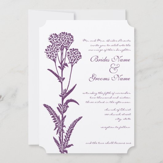 Lila Hochzeitseinladung Einladung (Vorderseite)