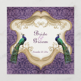 Lila Hochzeitseinladung zum Royal Peacock Einladung