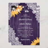 Lila Hochzeitseinladungen mit Holzbalken Einladung (Vorne/Hinten)