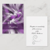 lila Hochzeitsempfangskarten Begleitkarte (Vorne/Hinten)