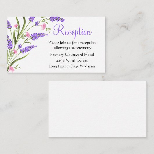 Lila Hochzeitsempfehlung im Sommer Begleitkarte (Vorne/Hinten)