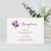 Lila Hochzeitsempfehlung von Calla Lily Floral Begleitkarte (Stehend Vorderseite)