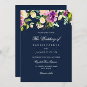 Lila Hochzeitsfeier der Marine Einladung (Vorne/Hinten)