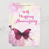 Lila Hochzeitsfeier der Wasserfarben Einladung (Vorne/Hinten)