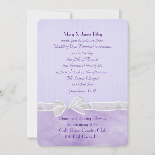 Lila Hochzeitsfeier Einladung (Vorderseite)