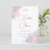 Lila Hochzeitsfeier Einladung (Stehend Vorderseite)