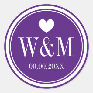 Lila Hochzeitsfeier für Siegel und Aufkleber