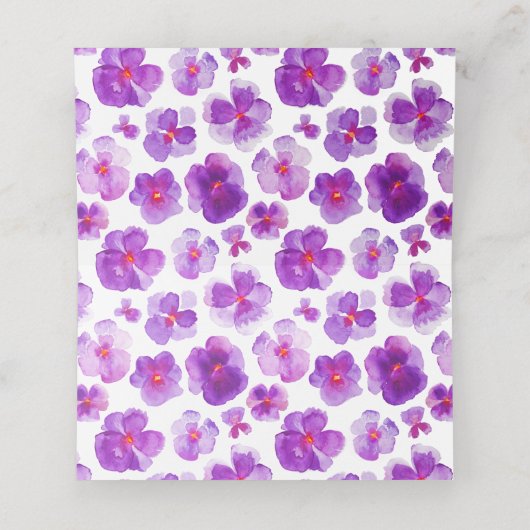 Lila Hochzeitsfeier in Aquarellfarben Platzkarten (Innenseite Aufgefaltet)