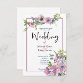 Lila Hochzeitsfeier mit Aquarell Einladung (Vorne/Hinten)