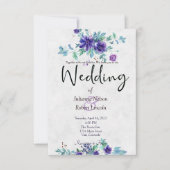 Lila Hochzeitsfeier mit Aquarell Einladung (Vorderseite)