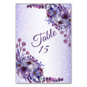Lila Hochzeitsfeier mit blauer Rosa Glitzer Tischnummer (Rückseite)
