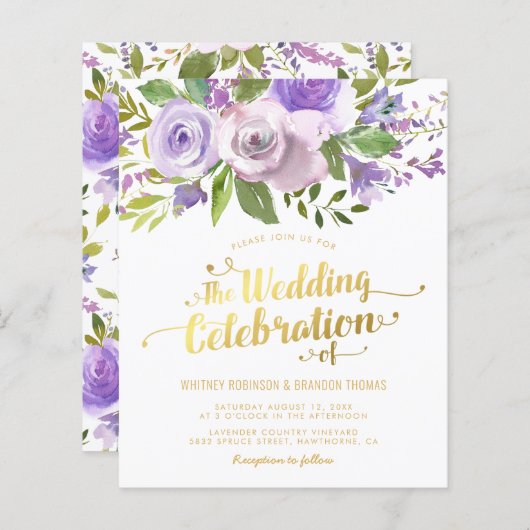 Lila Hochzeitsfeier mit Blumenwasser (Vorne/Hinten)