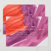 Lila Hochzeitsfeier mit feinem Aquarell Save The Date (Vorne/Hinten)