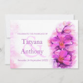 Lila Hochzeitsfeier mit Orchideen Einladung (Vorderseite)