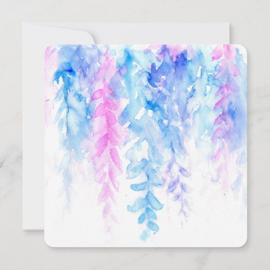 Lila Hochzeitsfeier mit Wasserfarbe Einladung (Rückseite)