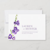 Lila Hochzeitsfeiern im Wasser RSVP Karte (Vorderseite)